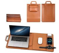 Genérico Wireless Charging Laptop Bag with Built-In Multi-device Charger, 17.3 In Wireless Charging Laptop Bag for Commuters Remote Workers (Brown,3 in 1)