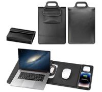 Genérico Wireless Charging Laptop Bag with Built-In Multi-device Charger, 17.3 In Wireless Charging Laptop Bag for Commuters Remote Workers (Black,2 in 1)