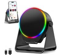 Genérico Wireless Induction Speaker, 4-in-1 360° Rotating Bluetooth Speaker Stand, Anti-Slip Base HD Surround Sound, Adjustable Holder for Men Women(Black)