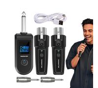 Genérico Wireless Microphone Transmitter, 10-Channel Receiver, Audio Adapter, Rechargeable System, 30-50m Transmission High-Fidelity Sound, Compatibility for Mixer Electric Guitar