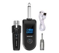 Genérico Wireless Microphone Transmitter Receiver, 10 Channels Broadcast Microphones Adapter, Rechargeable Transmitter, Receiver for Audio Mixer, Electric Guitar, and Bass