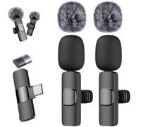 Genérico Wireless Noise-Reducing Mic Set,2 Pack Mini Lavalier Microphone for iPhone,iPad,Android Phone,Lapel Mic Plug and Play,Long Battery Life & Easy to Carry,for Video Recording Interview Vlog