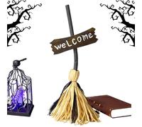 Generico Witch Broom - ABS 26x10in Halloween Prop, Moving Lights, Spooky Sounds Dancing Brooms | Decoración del Porche al aire libre, centro de mesa, entrada de la casa encantada, Scene Co