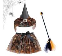 Genérico Witch Costume Kit, Halloween Accessory Set, Cosplay Outfit Includes Broom Skirt, Elastic Fit Design Ideal for Dress Up, Stage, Masquerade, Party, Photoshoot, 1 Set