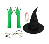 Genérico Witch Costume, Women's Cosplay Set, Witch Hat and Claw Gloves, Classic Themed Accessories, Masquerade Party Outfit, Halloween Role-Play Event Use, 12.6x9.45x3.15 inches