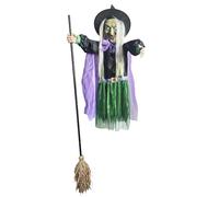 Genérico Witch Decor, Hovering Animatronic, Witch Prop with Sound Activation & Glowing Eyes, Horror-Themed Hanging Decoration for Tree, Lawn, Garden, Front Yard, Porch, Courtyard & Interior