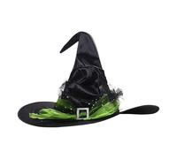 Genérico Witch Hat, Adult Women Costume Hat, Adjustable Fit, Timeless Classic Look, 22.83 inches, Cosplay, Halloween, Carnival, Party, Indoor Decor, Outdoor Yard, Porch, Black/Green
