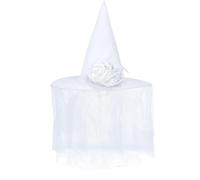 Genérico Witch Hat - Cloth 36cm, Halloween Hat, Costume Hats | White Veil And Flower Design, Dress-Up Prop, Party Accessory, For Cosplay, Stage Performance, Theater, Holiday, Family Gathering