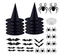 Genérico Witch Hat Decor, Halloween Wizard Hat Costume, Hanging Witch, Includes Fun Stickers with 164ft String for Haunted House, Halloween Indoor Outdoor Use, 15.35x14.17x7.48 Inches