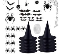 Genérico Witch Hat Decor, Halloween Wizard Hat Costume, Hanging Witch, Includes Fun Stickers with 164ft String for Haunted House, Halloween Indoor Outdoor Use, 15.35x14.17x7.48 Inches