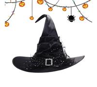 Genérico Witch Hat - Fabric, 45x45cm With 58cm Fit, Hat High-Temp Resistant | Flexible Elastic Band Cosplay Carnival Party Accessory, Witch Cap For Halloween Porch Yard Decoration Use