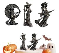 Genérico Witch Statue, Resin Witches Statue with Broom, Halloween Decorative Garden Sculptures for Bedroom, Kitchen, Desk, Home, Parties, Offices, Bookshelves, Men and Women Holiday Décor