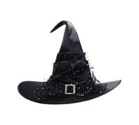 Genérico Witches Hat Costume, Halloween Women Witch Hat, 17.72x17.72 Inches Comfortable Lightweight, Novelty Cosplay Accessory for Carnivals Masquerade Indoor Yard Porch Adult Decoration, Black Green