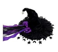 Genérico Witches Hat Gothic Lace Wide Brim Halloween Cosplay Hat