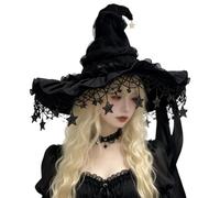 Genérico Witches Hat - Wide Brim Gothic Bow Halloween Cosplay Costume