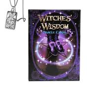 Genérico Witches Wisdom Oracle Cards - Mazo de Bolsillo para Principiantes con Collar - Diseño místico, fácil de Usar