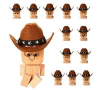 Genérico Wobbly Cowboy Figurine - Wooden Man for Car | Dashboard Decoration with 12 Magnetic Expressions, Fun Desk Ornament, Playful Home, Bedroom Shelf Display, Entryway Nightstand