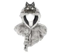 Genérico Wolf Costume Adult Halloween Realistic Medieval Adjustable Shawl