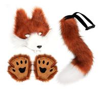 Generico Wolf Costume Set | Faux Leather Tail 50 cm 25 x 27 cm Paw Gloves 20 x 20 cm 340 g Lightweight | Realistic Animal Cosplay Accessories For Women | Halloween Masquerade Christmas Party Gift