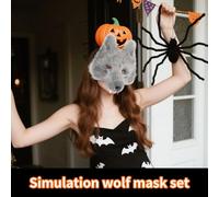 Genérico Wolf Costume Set - Faux Tail Ears, Paw Gloves | Halloween Cosplay Accessories For Women Party Masquerade Carnival Stage Performance Role Play Events