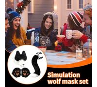 Genérico Wolf Costume Set - Faux Tail Ears, Paw Gloves | Halloween Cosplay Accessories For Women Party Masquerade Carnival Stage Performance Role Play Events