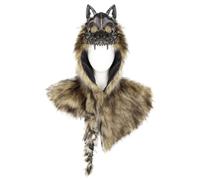Genérico Wolf Headdress - Cosplay Medieval Realistic Adjustable Soft Shawl