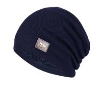 Generico Woman Winter Warm Knitting Hats Plain Beanie Cuff Toboggan Knit Cap Tapones Orejas para Perros, Marina militar., Talla única