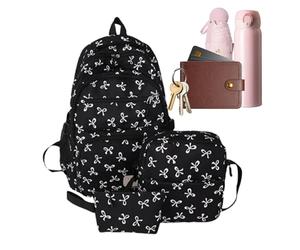 Generico Women Backpack - Bowknot Stylish Bag | Lightweight, Spacious, And Cute Backpack For Women, Perfect For Travel, Work, School, Weekend Trips, Commuting, And Leisure Activities, Negro