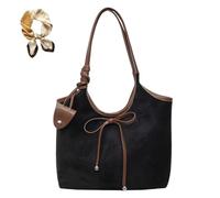 Genérico Women Bow Suede Shoulder Purse,Vintage PU Bow Tote Bag,Casual Trendy Fall Large Capacity Hobo Handbag for Work Daily