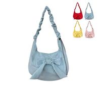 Genérico Women Bowknot Shoulder Bag Bow Mini Underarm Cute Pleated Crossbody Slouchy Bag for Daily Commuting Shopping Handbag (Blue)