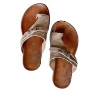 Genérico Women Comfy Sandal Big Toe Correction Sandal Orthopedic Bunion Corrector Summer Sandals PU Leather Platform Flat Sole Beach Shoes (Gray, 42)