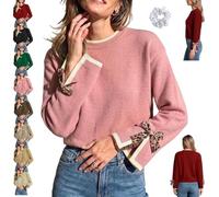 Genérico Women Crew Neck Sweater Leopard Bow Split Cuff Knit Pullover | features a split-cuff design a ribbed crew neck with contrasting trim, soft fabric and a loose comfortable fit