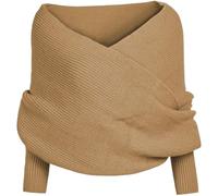 Genérico Women Fall Winter Snowfall Sweater Scarf with Sleeves Multi-Use Wrap Blanket Scarf Crochet Knitted Shawl Cape (Brown,Talla única)