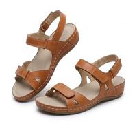 Genérico Women Orthopedic Sandal for Summer Women's Sandals Straps Wedge Buckle Summer Beach Sandals Platform Wedge Buckled Rubber Sole Walking Shoes Comfort Walking Shoes (Brown,42)
