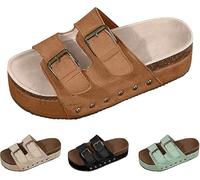 Genérico Women Platform Sandals Cork Wedge Clogs Open Toe Slip On Adjustable Buckle Arch Support Wide Width Chunky Slides Summer Beach Mules (brown,43)