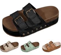 Genérico Women Platform Sandals Cork Wedge Clogs Open Toe Slip On Adjustable Buckle Arch Support Wide Width Chunky Slides Summer Beach Mules (black,43)