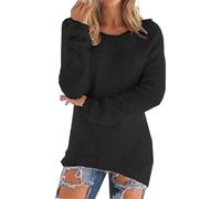 Genérico Women S Fashionable Long Sleeve Pullovers Loose Fuzzy Jumper Sweater Sudaderas Mujer Abierta Black XXXXL