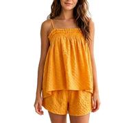 Genérico Women’s Gingham 2 Piece Pajama Set, Sleeveless Spaghetti Strap Cami Top & Wide Leg Shorts Y2k Summer Lounge Outfit