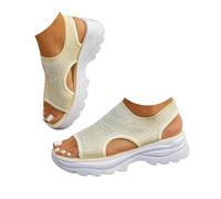 Genérico Women’s Open Toe Sneaker Sandals 2026 Orthopedic Comfortable Arch Support Breathable Mesh Platform Slip-On Walking Shoes Summer Outdoor Sport Vacation Hiking Sandals (light yellow,39)