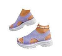 Genérico Women’s Open Toe Sneaker Sandals 2026 Orthopedic Comfortable Arch Support Breathable Mesh Platform Slip-On Walking Shoes Summer Outdoor Sport Vacation Hiking Sandals (violet,39)
