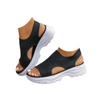 Genérico Women’s Open Toe Sneaker Sandals 2026 Orthopedic Comfortable Arch Support Breathable Mesh Platform Slip-On Walking Shoes Summer Outdoor Sport Vacation Hiking Sandals (black,36)