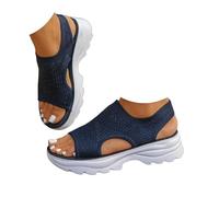 Genérico Women’s Open Toe Sneaker Sandals 2026 Orthopedic Comfortable Arch Support Breathable Mesh Platform Slip-On Walking Shoes Summer Outdoor Sport Vacation Hiking Sandals (dark blue,36)