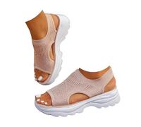 Genérico Women’s Open Toe Sneaker Sandals 2026 Orthopedic Comfortable Arch Support Breathable Mesh Platform Slip-On Walking Shoes Summer Outdoor Sport Vacation Hiking Sandals (pink,38)