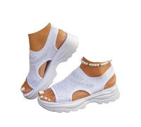 Genérico Women’s Open Toe Sneaker Sandals 2026 Orthopedic Comfortable Arch Support Breathable Mesh Platform Slip-On Walking Shoes Summer Outdoor Sport Vacation Hiking Sandals (white,36)
