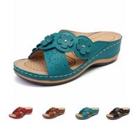 Genérico Women’s Orthopedic Wedge Sandals with Arch Support, Flower Slide Platform Sandals, Cushioned Slip On Walking Shoes, Comfortable Summer Beach Indoor Outdoor Slippers (blue,41)