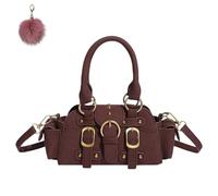 Genérico Women’s PU Studded Crossbody, Vintage-Inspired Top Handle Small Handbag, Fall Chic Belt Buckle Design Shoulder Purse