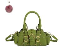 Genérico Women’s PU Studded Crossbody, Vintage-Inspired Top Handle Small Handbag, Fall Chic Belt Buckle Design Shoulder Purse