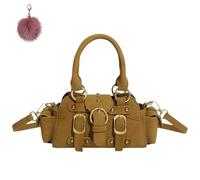 Genérico Women’s PU Studded Crossbody, Vintage-Inspired Top Handle Small Handbag, Fall Chic Belt Buckle Design Shoulder Purse