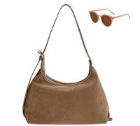 Genérico Women’s Soft Suede Slouchy Hobo Bag, Roomy Vintage Shoulder Bag for Fall Winter, Trendy Elegant Large Capacity Crossbody
