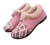 Genérico Women’s Warm Floral Embroidered Winter Shoes,Warms Fur Lined Floral Embroidereds Ankle Bootie,Women’s Winter Ankle Boots Embroidered Shoes,Women Warm Winters Ankle Boots (Pink,39)